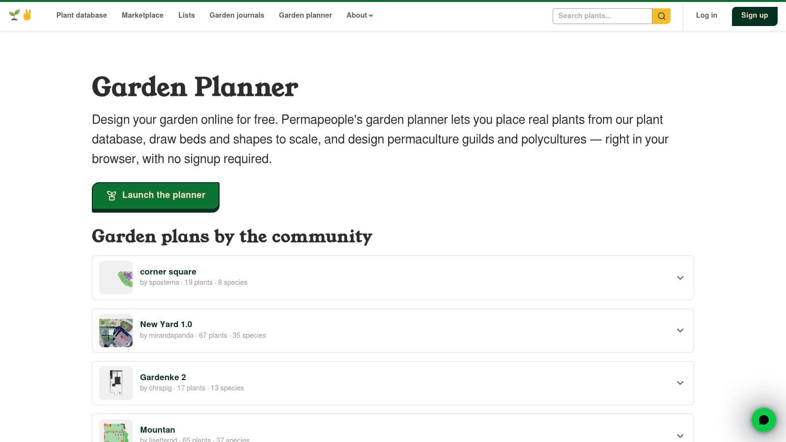 Permapeople Garden Planner