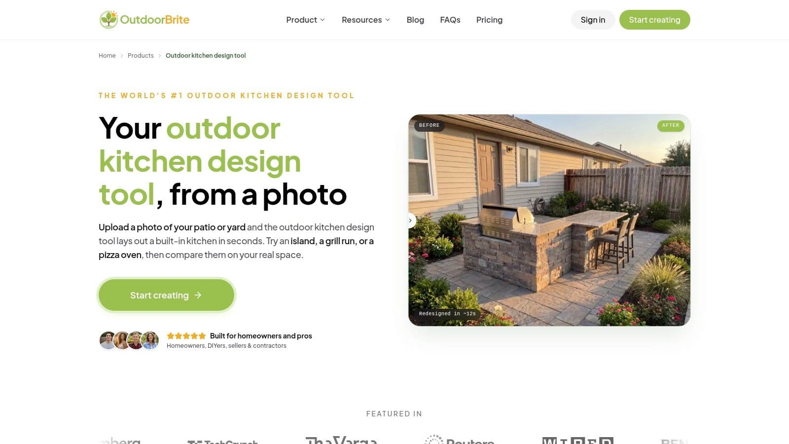 Outdoor kitchen design tool, from a photo